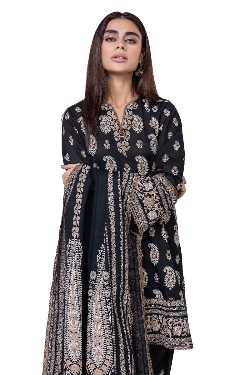Khaadi Khaddar Three Piece Suit KH-KHD-BLK02