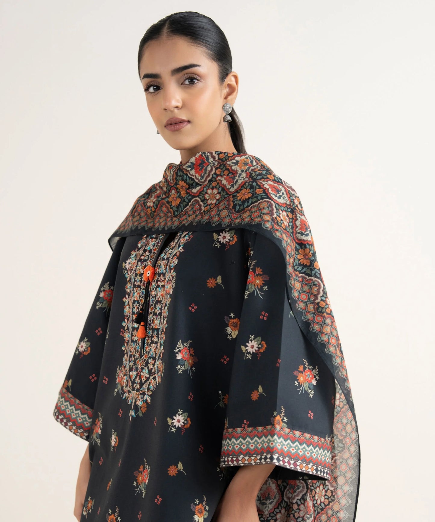 Sapphire Embroidered Cotton Three Piece Suit SP-CT-BLK03