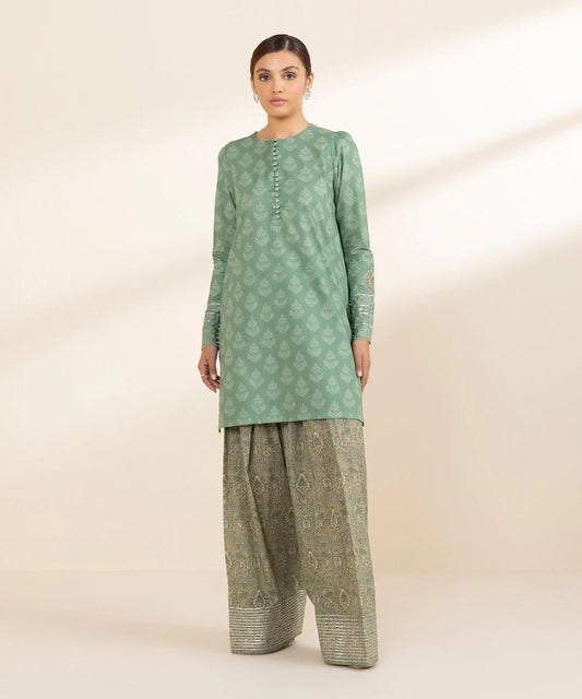 Sapphire Lawn Three Piece Suit With Farshi Shalwar SP-LWN-GR09