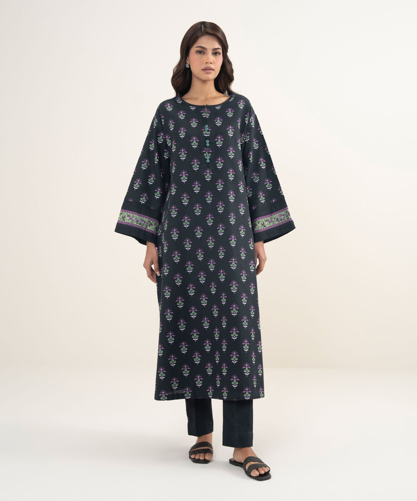 Sapphire Arabic Khaddar Three Piece Suit SP-KHD-BLK013