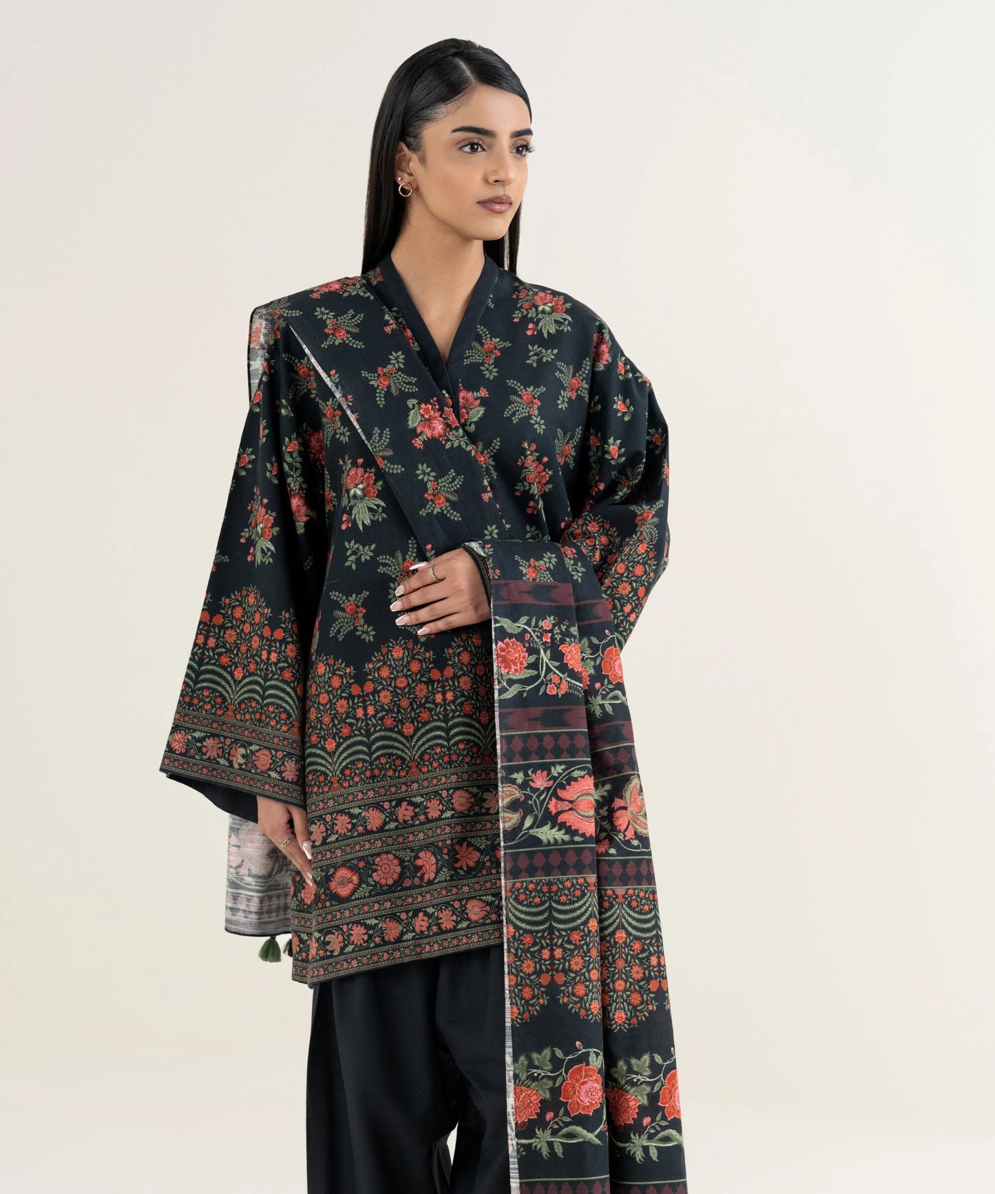 Sapphire Khaddar Three Piece Suit SP-KHD-BLK012