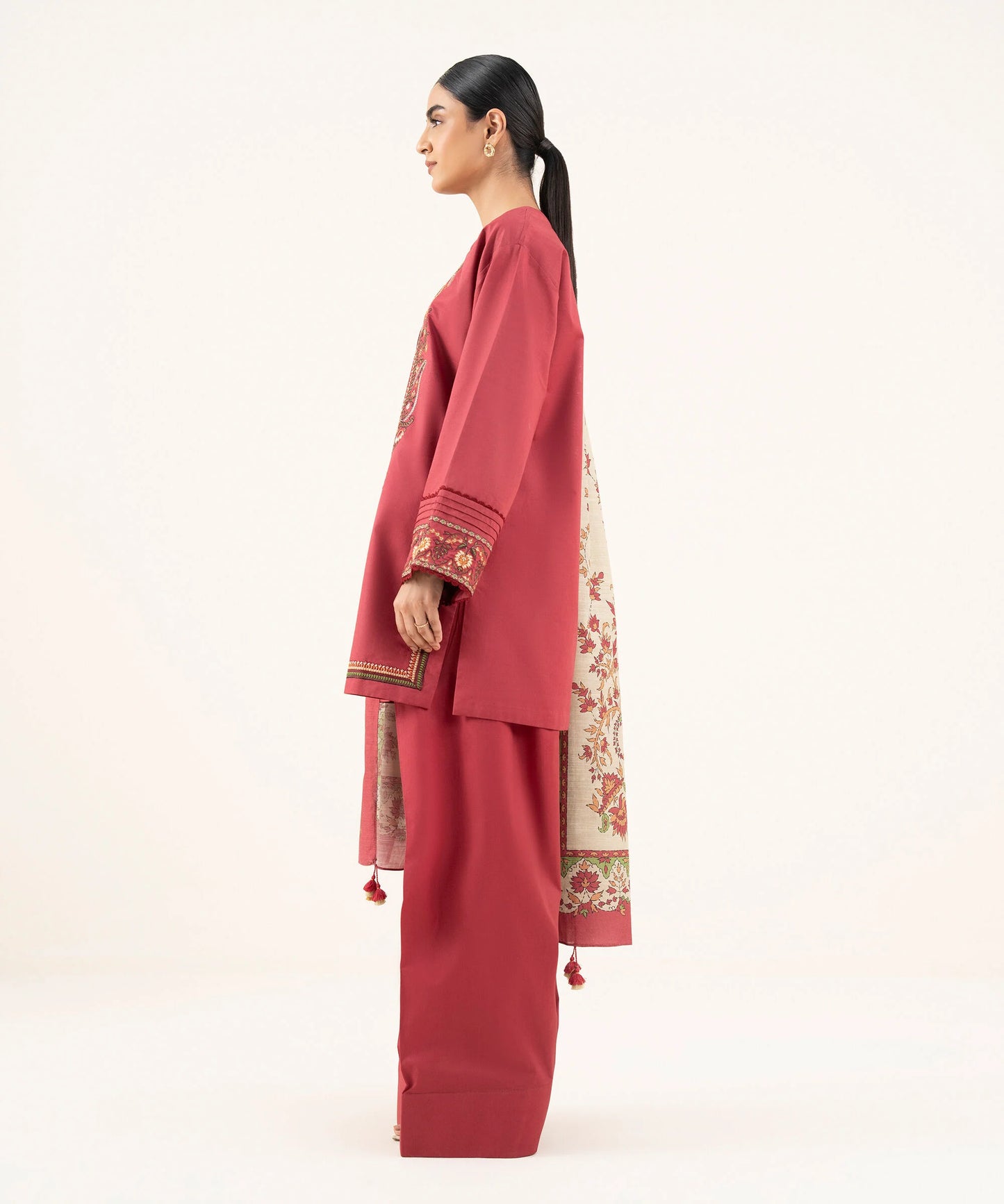 Sapphire Embroidered Cotton Three Piece Suit With Farshi Shalwar SP-CT-RD04