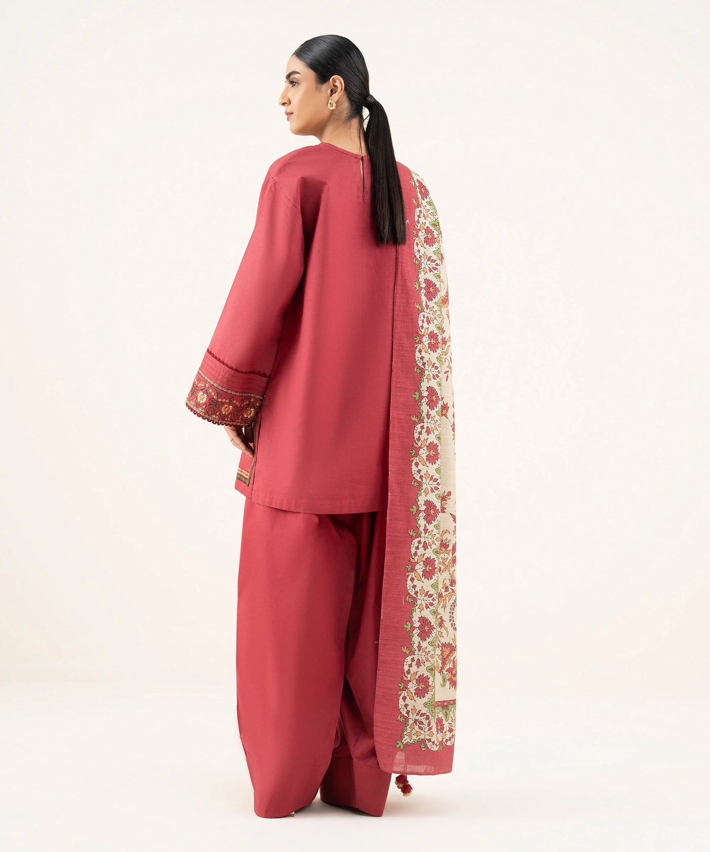 Sapphire Embroidered Cotton Three Piece Suit With Farshi Shalwar SP-CT-RD04