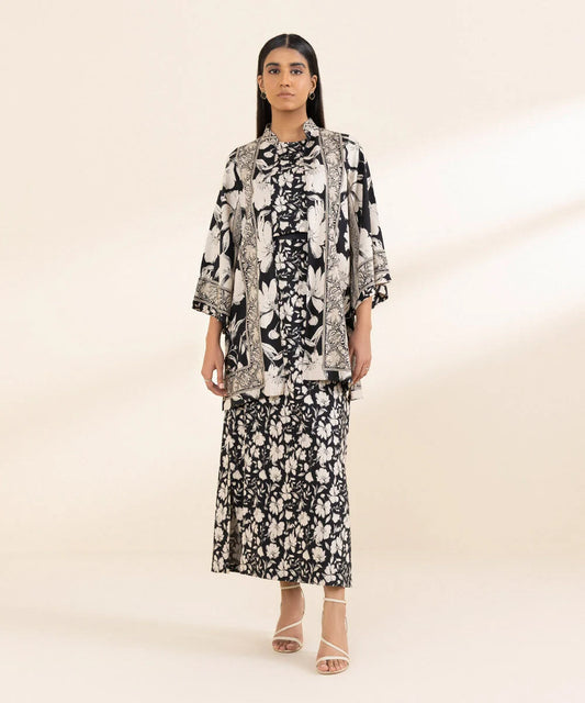 Sapphire Printed Linen Three Piece Suit SP-LNN-BLK04