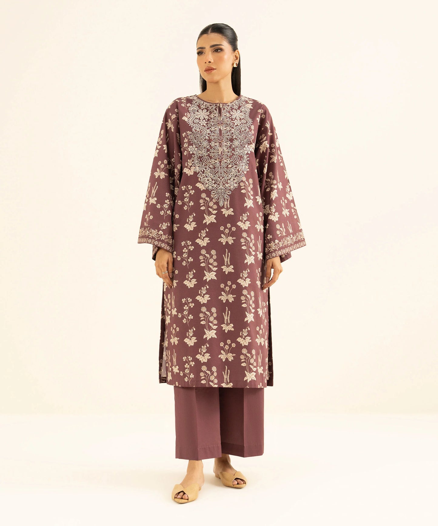 Sapphire Embroidered Cotton Three Piece Suit SP-CT-RD03
