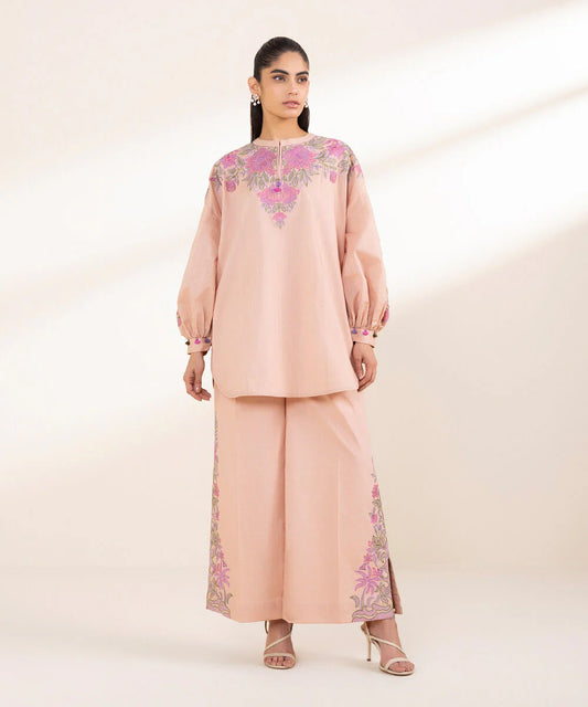 Sapphire Embroidered Cotton Three Piece suit SP-CT-PNK02