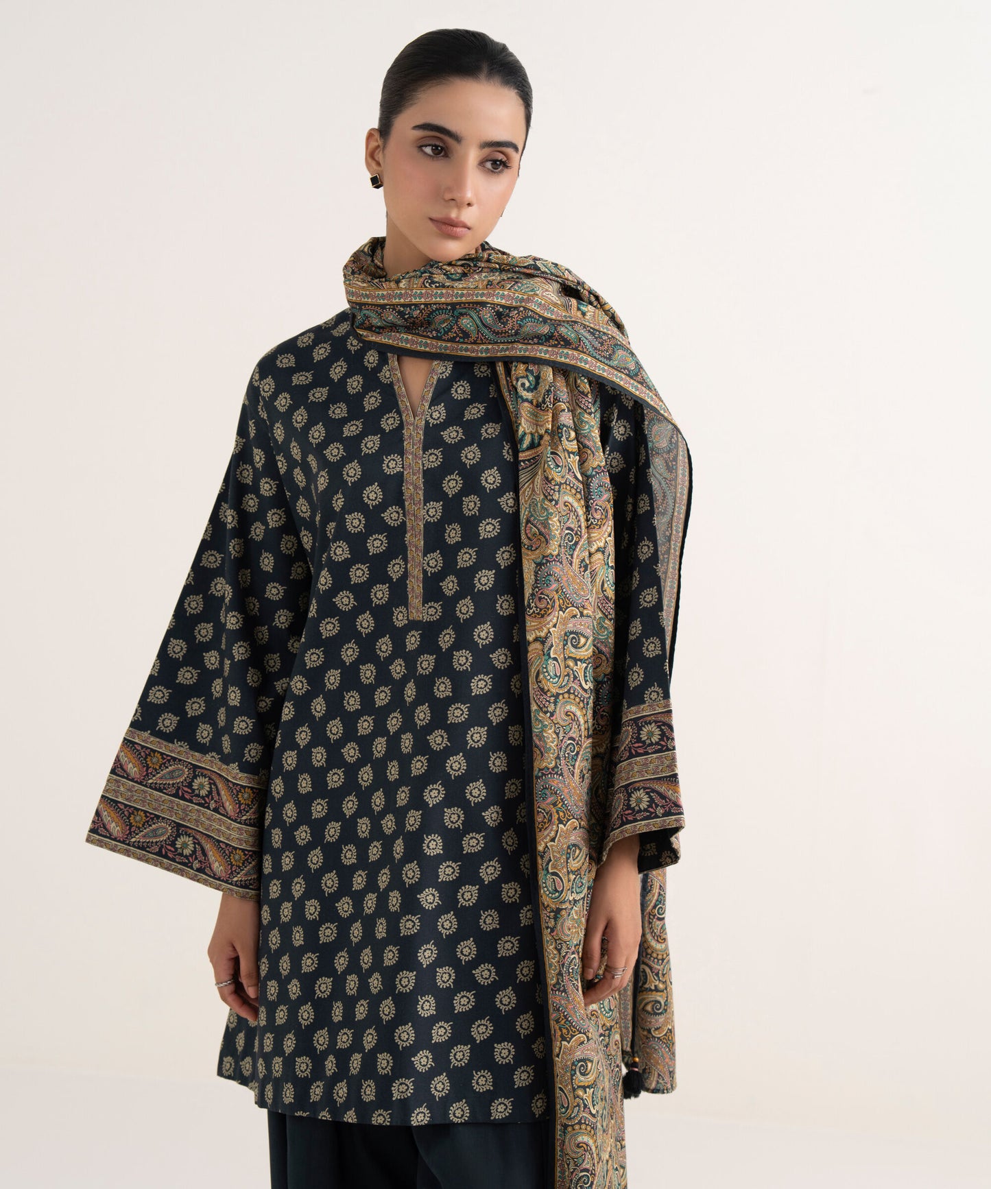 Sapphire Printed Cotton Three Piece Suit SP-CT-BLK04