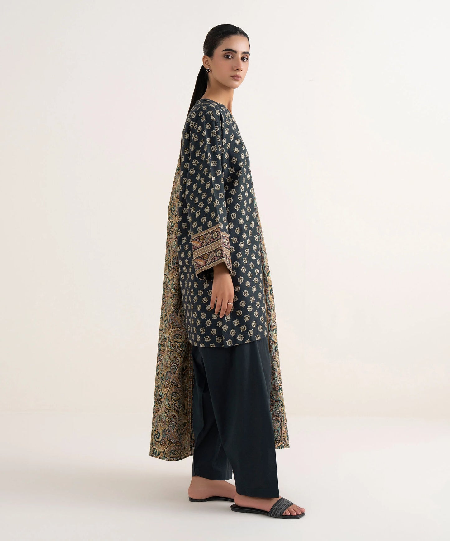 Sapphire Printed Cotton Three Piece Suit SP-CT-BLK04