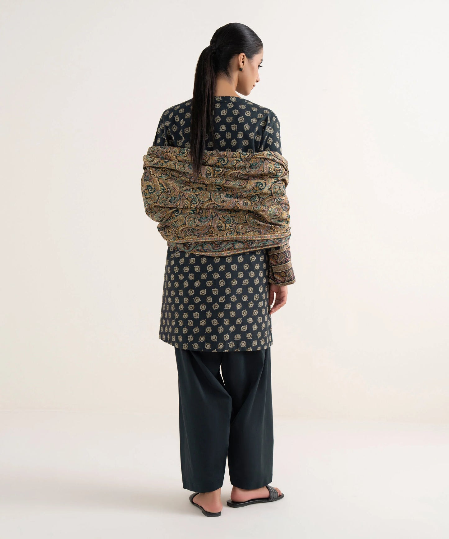 Sapphire Printed Cotton Three Piece Suit SP-CT-BLK04