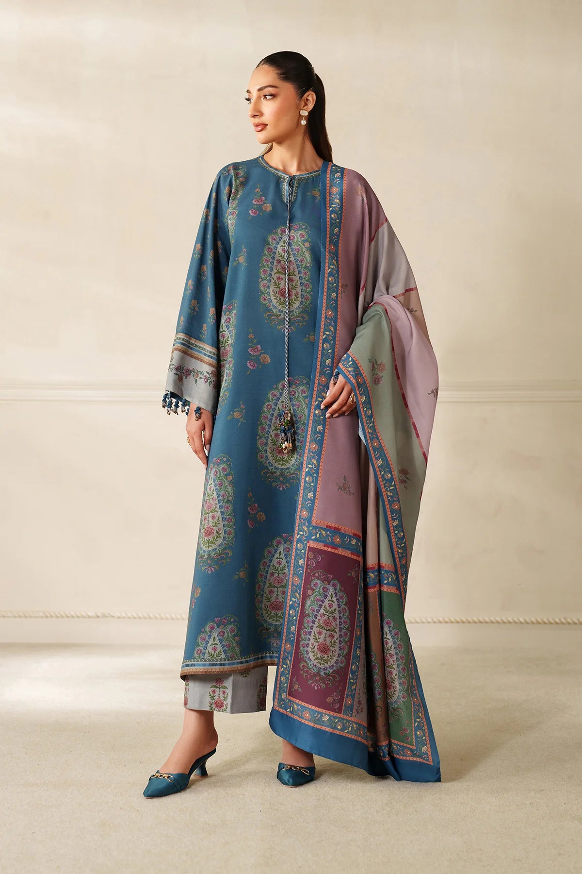 Baroque Viscose Linen Three Piece Suit BR-VC-BLU01