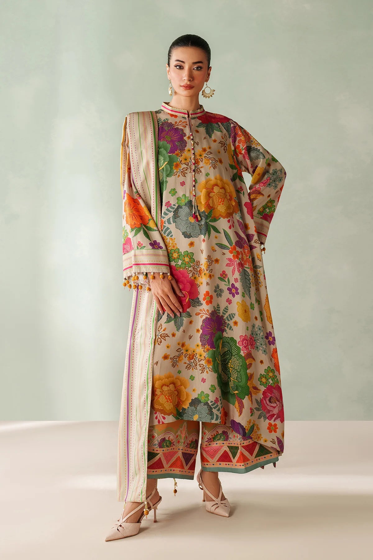 Baroque Viscose Linen Three Piece Suit BR-VC-PNK03