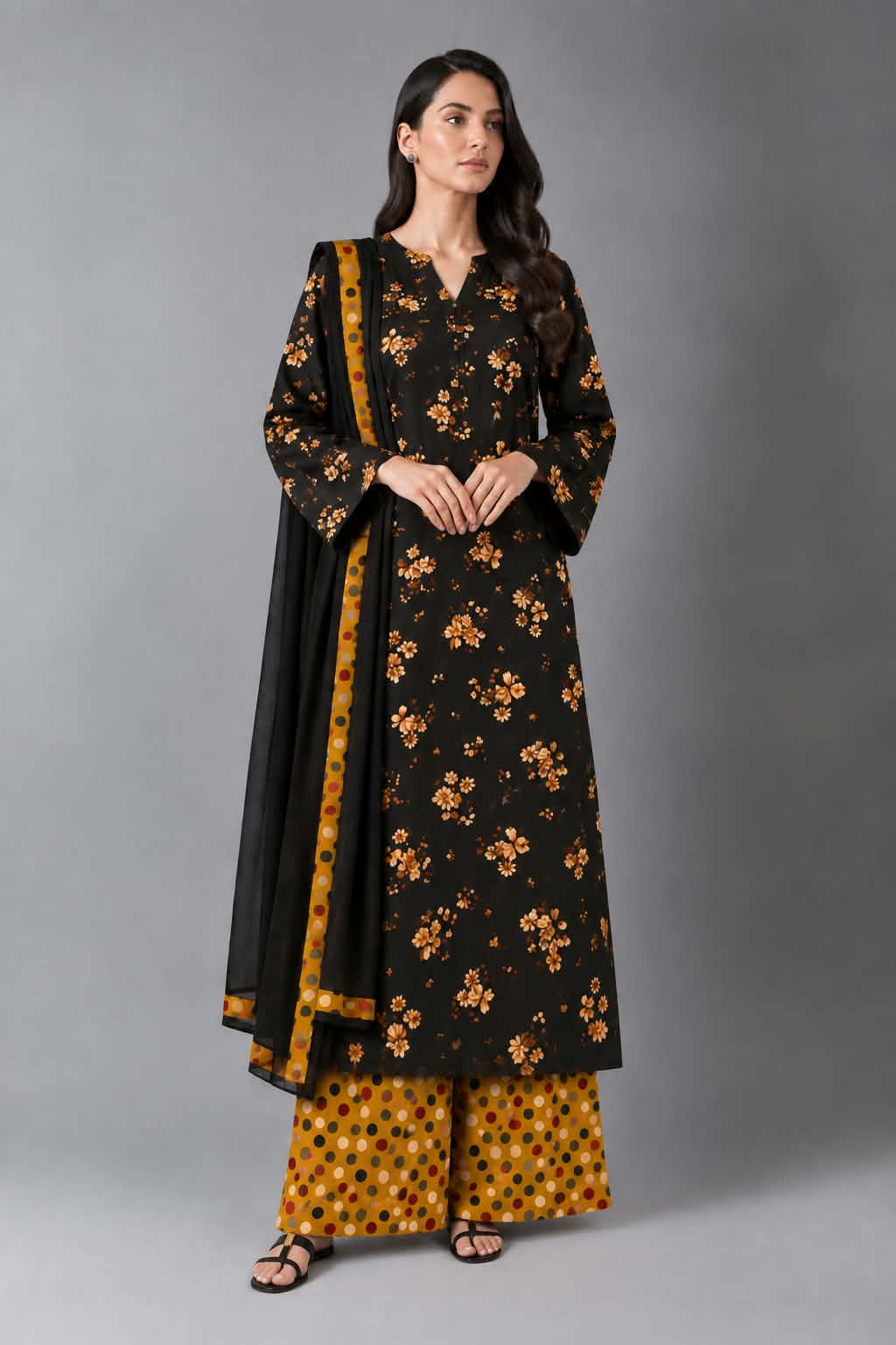Uznau Linen Three Piece Suit UZ-LNN-BLK052