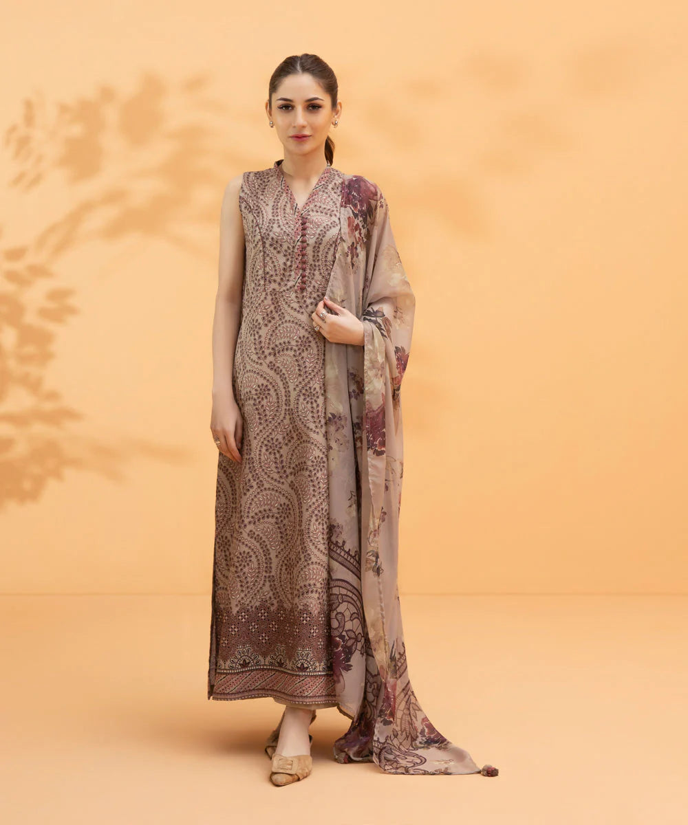 Sapphire Lawn Three Piece Suit SP-LWN-BR05