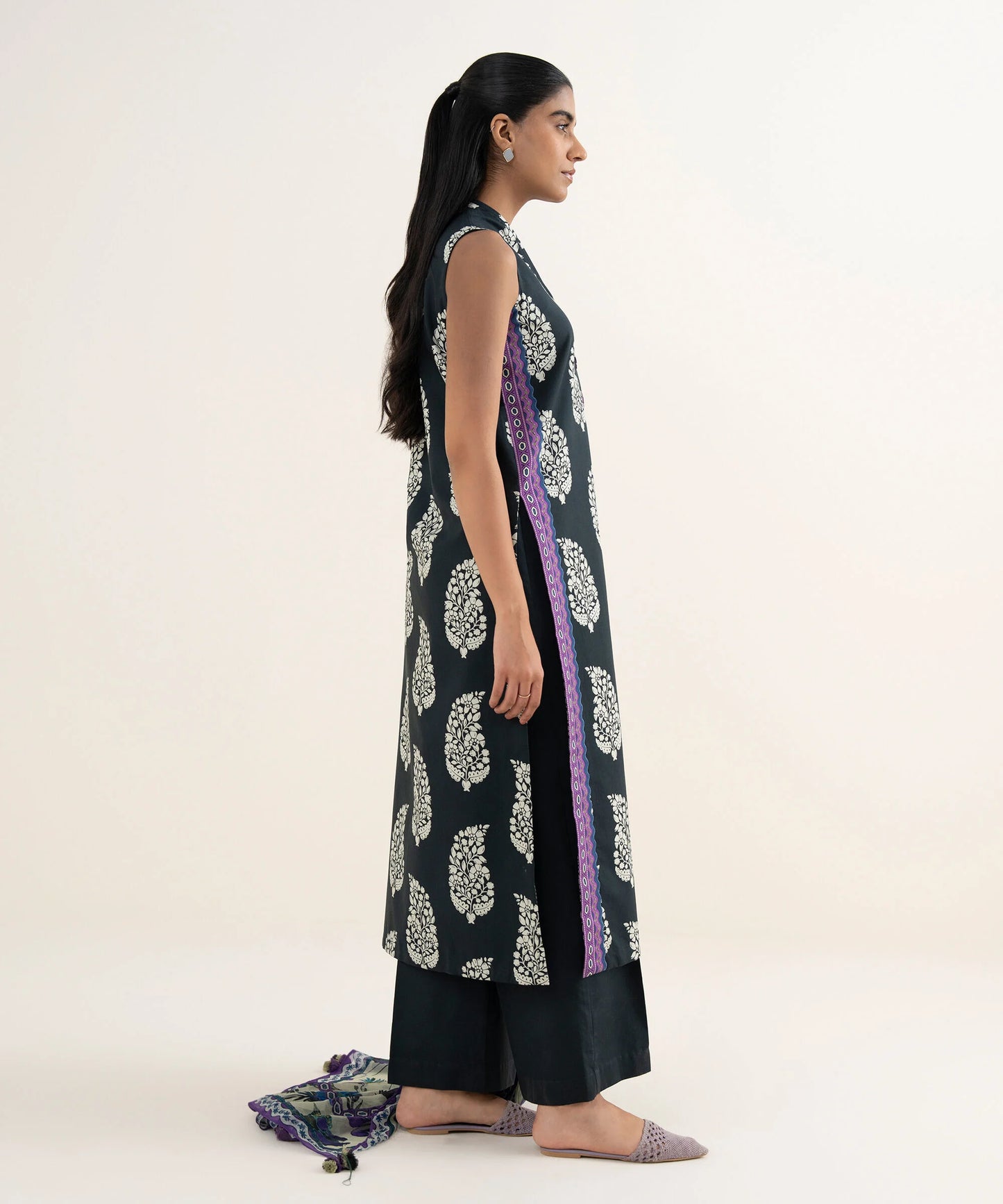 Sapphire Printed Cotton Three Piece Suit With Matching Dupatta SP-CT-BLK02