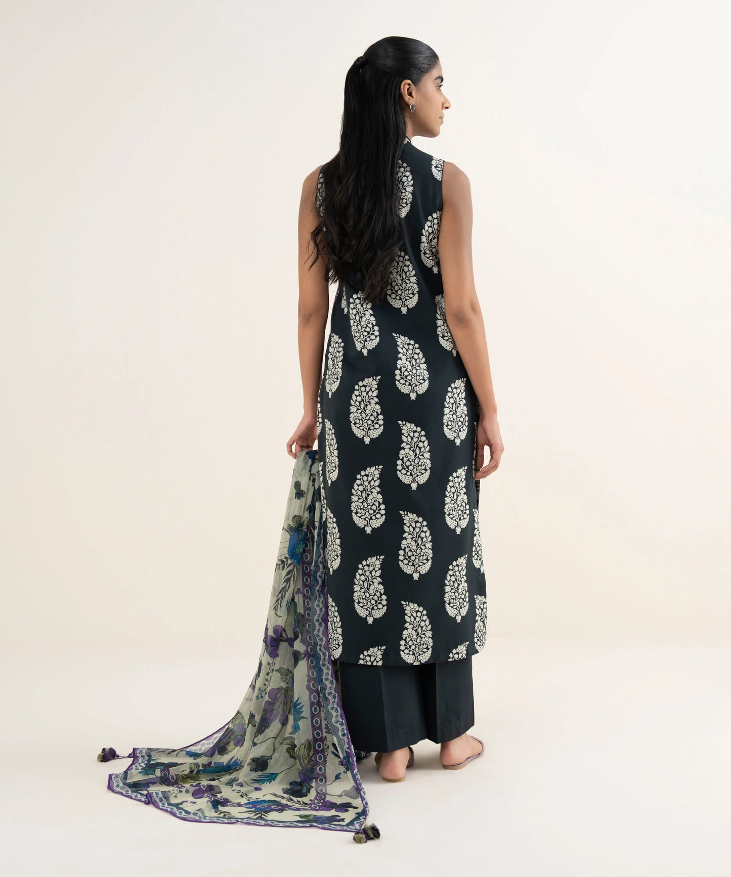 Sapphire Printed Cotton Three Piece Suit With Matching Dupatta SP-CT-BLK02
