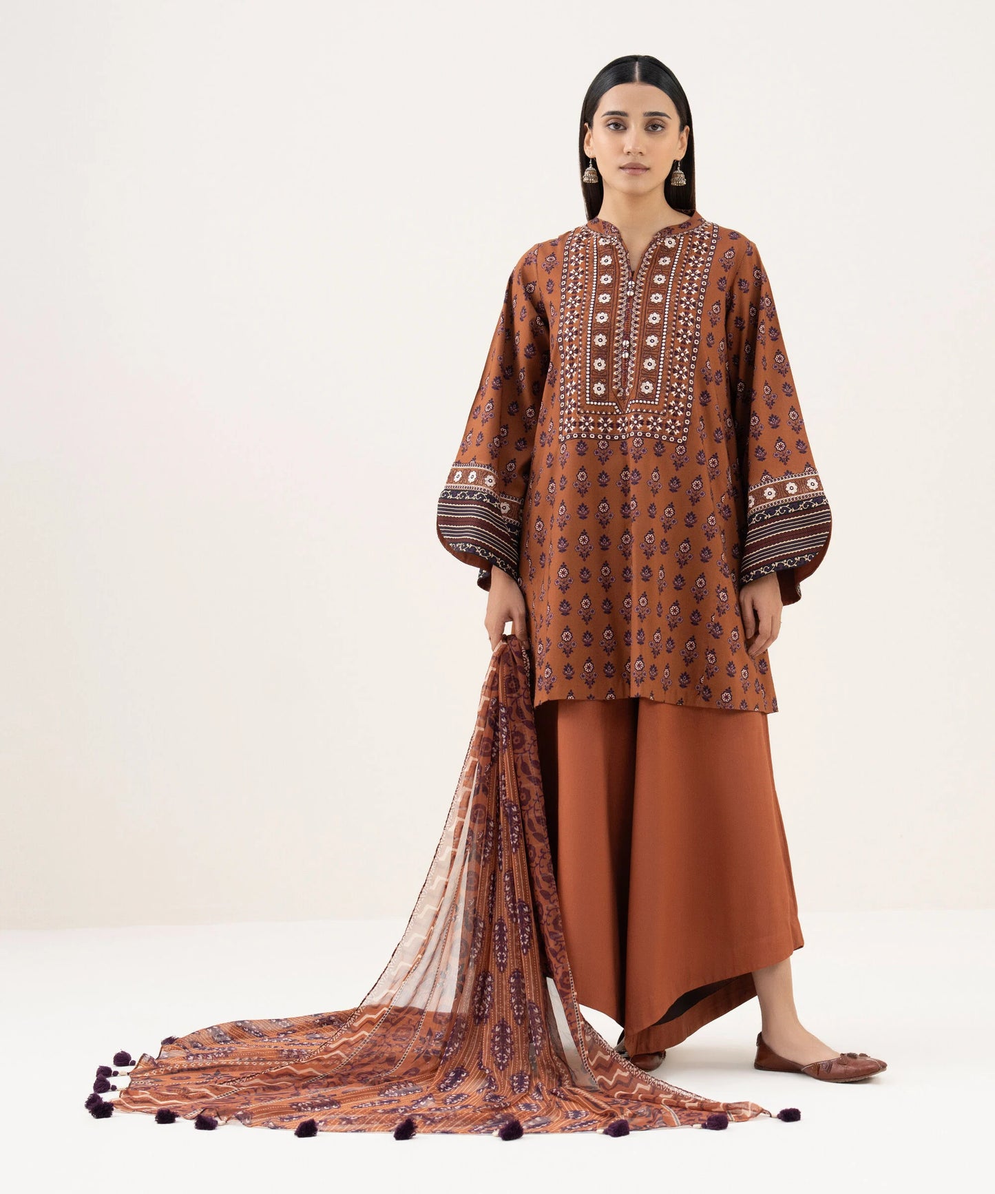 Sapphire Embroidered Linen Three Piece Suit SP-LNN-BR03