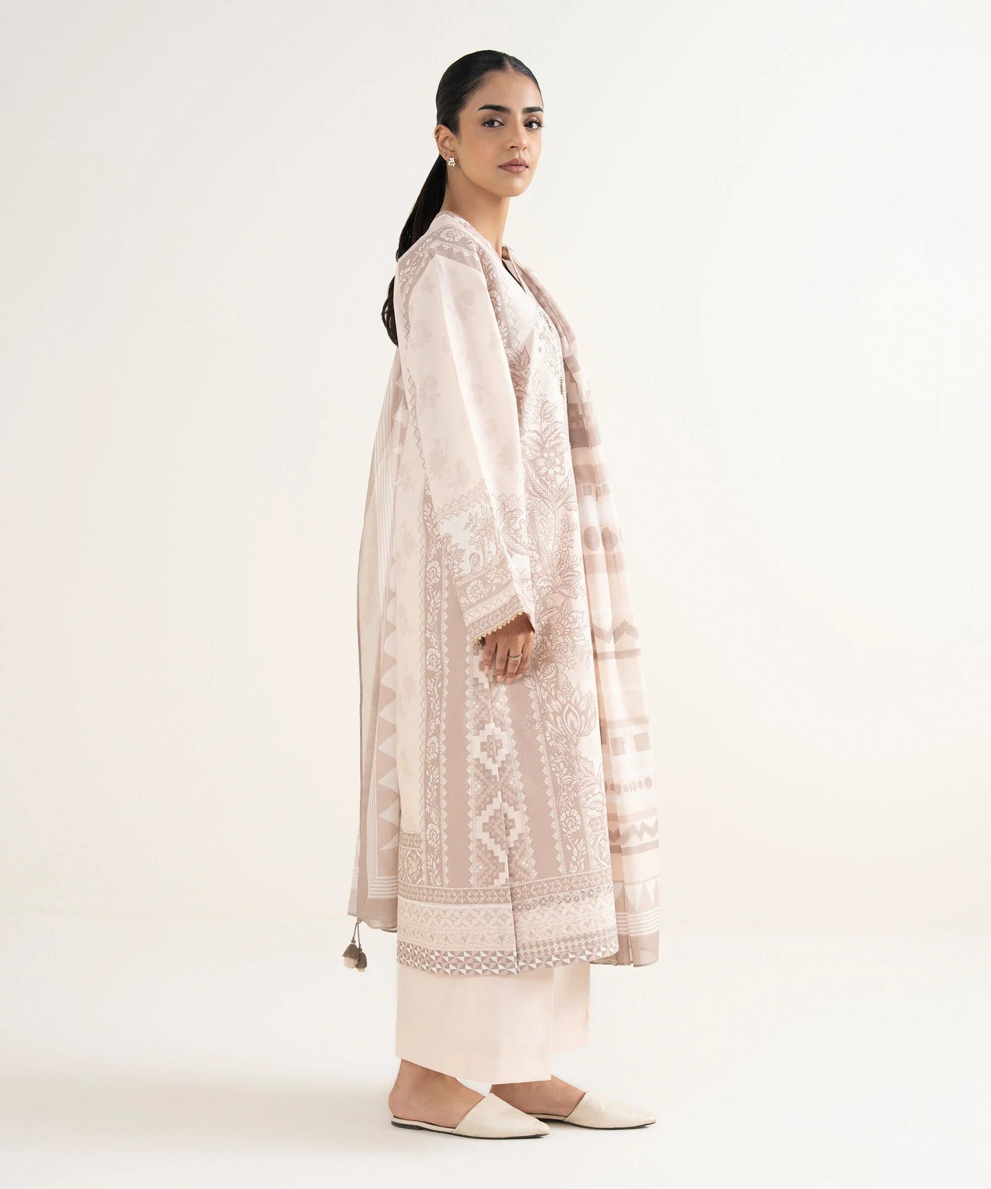 Sapphire Embroidered Cotton Three Piece Suit SP-CT-WHT02