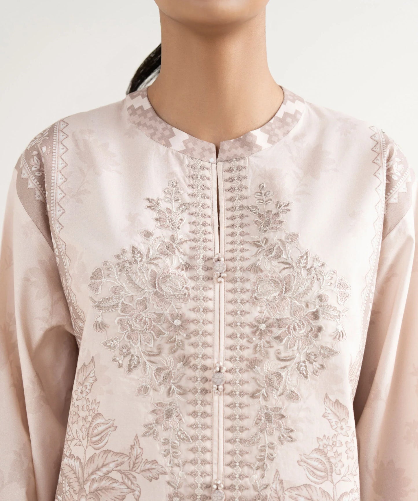 Sapphire Embroidered Cotton Three Piece Suit SP-CT-WHT02