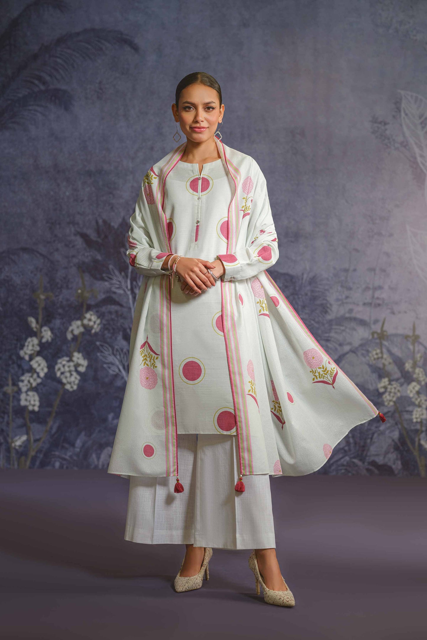 Nishaat Khaddar Suit With Karandi Dupatta NS-KHD-WHT01