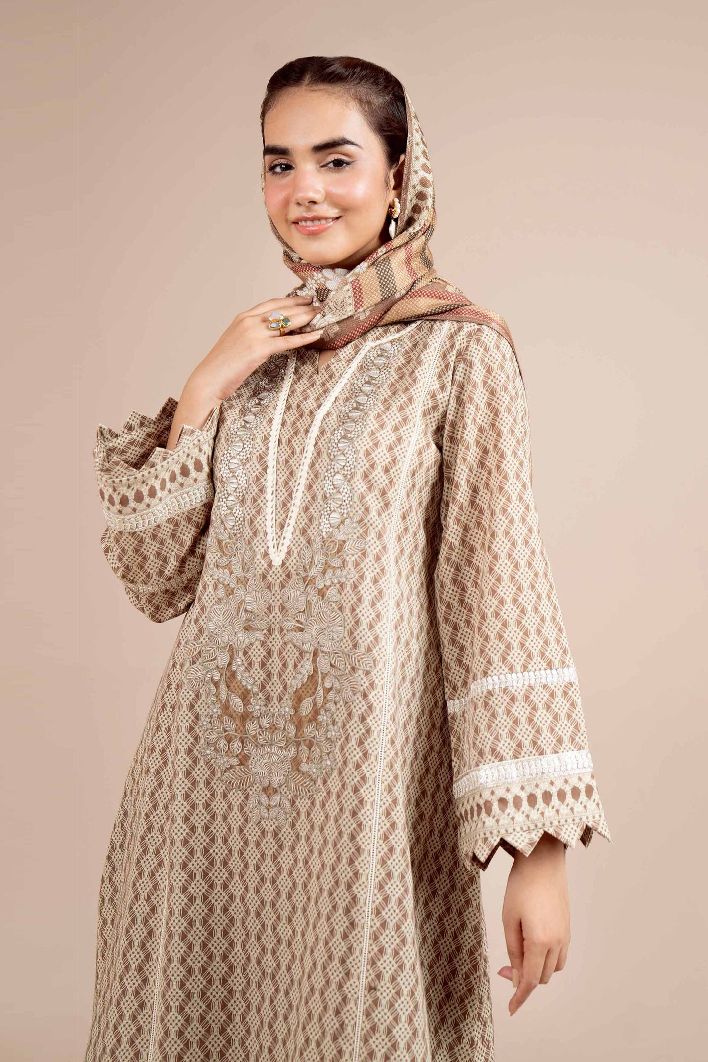 Nishaat Embroided Khaddar Three Piece Suit With Shawl NS-KHD-BR01