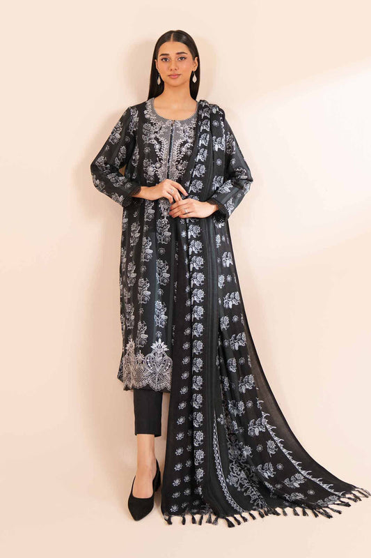 Nishaat Embroidered Khaddar Three Piece Suit NS-KHD-BLK06
