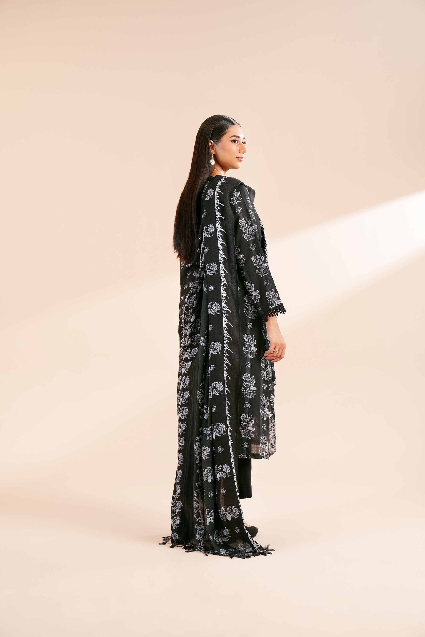 Nishaat Embroidered Khaddar Three Piece Suit NS-KHD-BLK06