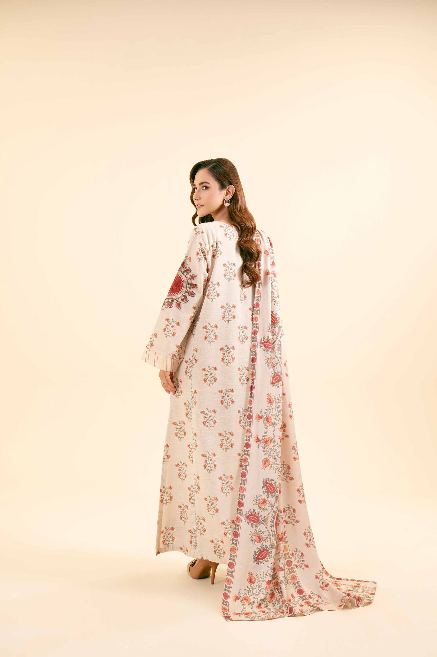 Nishaat Embroided Khaddar Three Piece Suit NS-KHD-WHT03