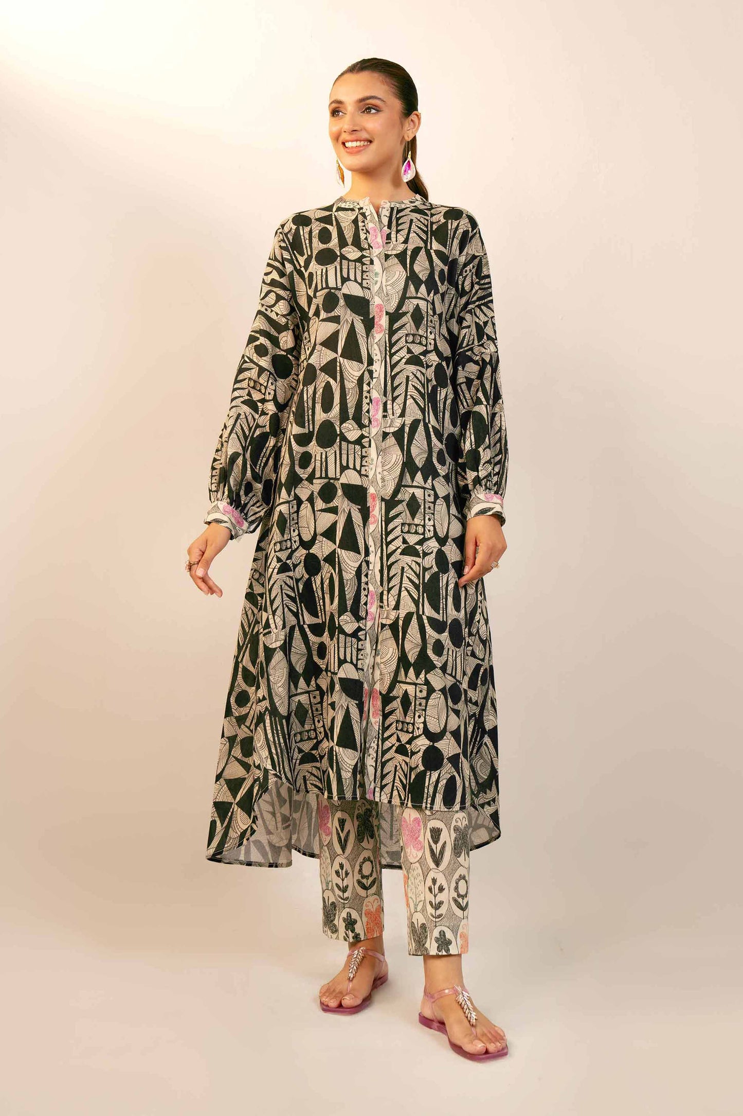 Nishaat Khaddar Three Piece Suit With Matchin Dupatta NS-KHD-BLK08