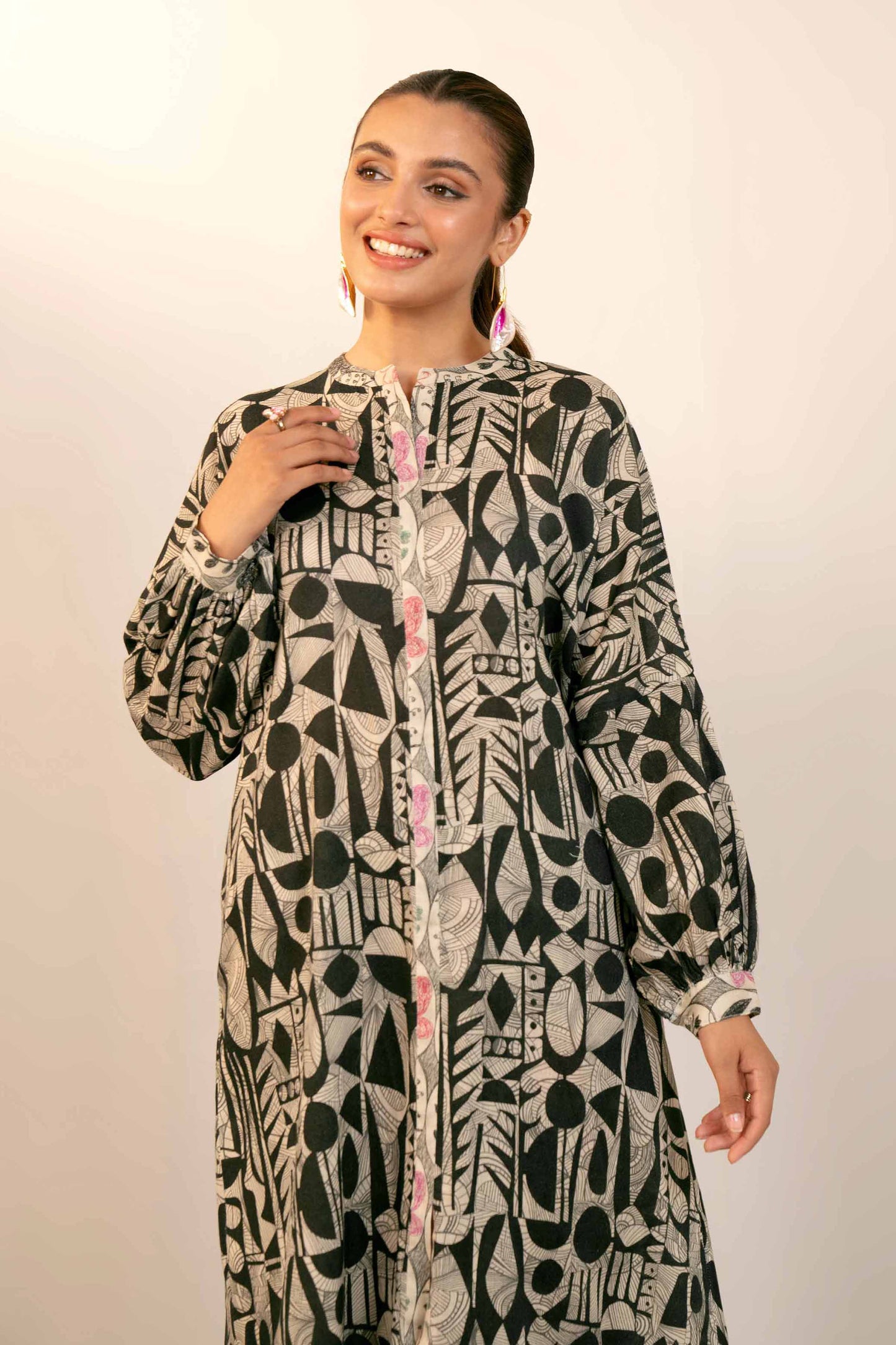 Nishaat Khaddar Three Piece Suit With Matchin Dupatta NS-KHD-BLK08