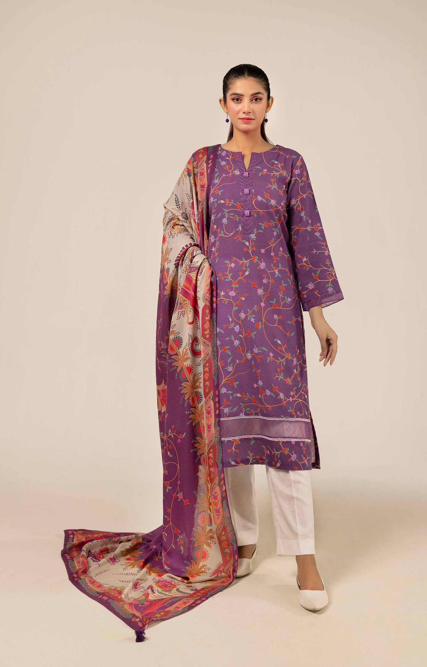 Nishaat Khaddar Three Piece Suit NS-KHD-PNK02