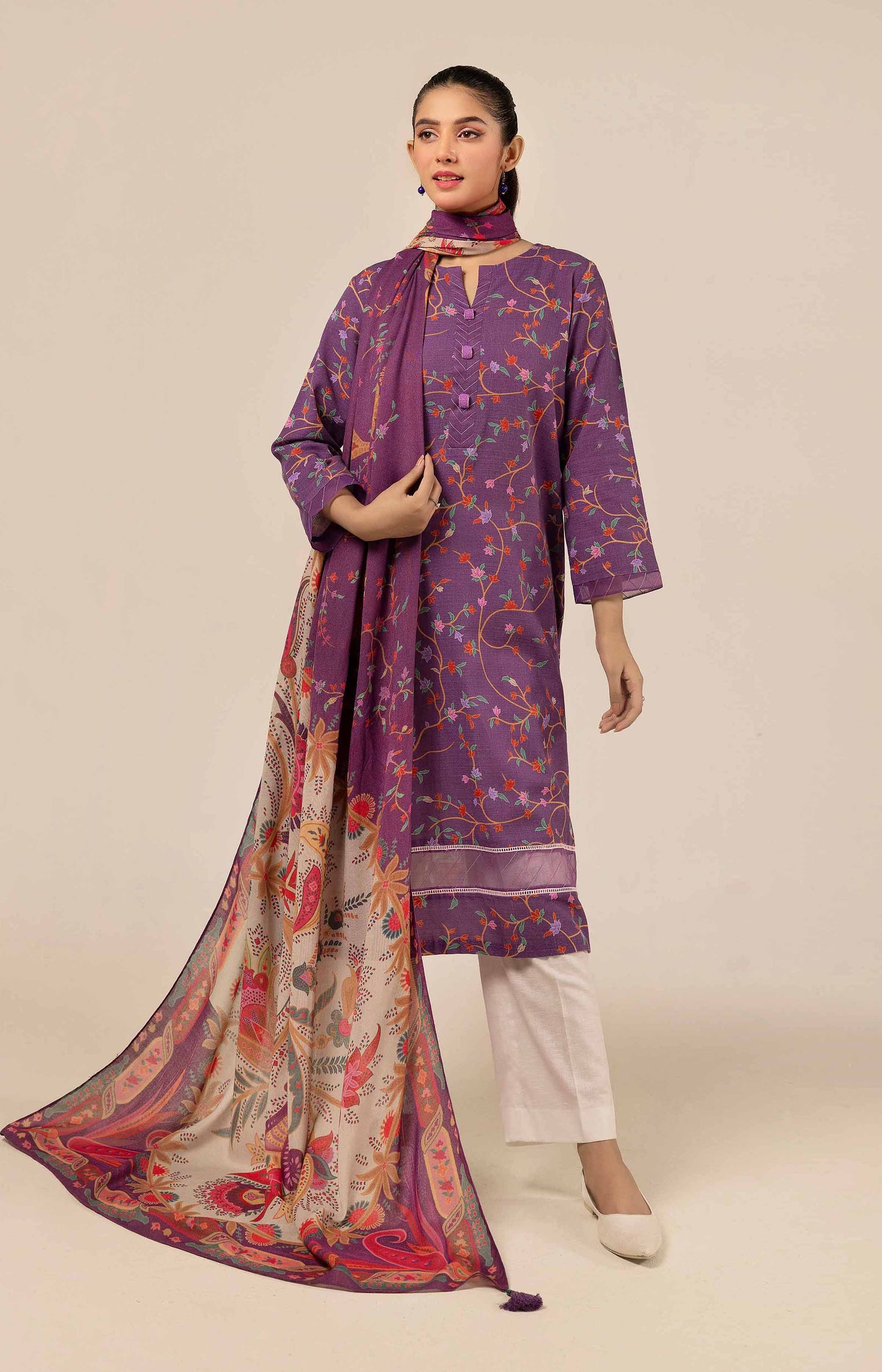 Nishaat Khaddar Three Piece Suit NS-KHD-PNK02