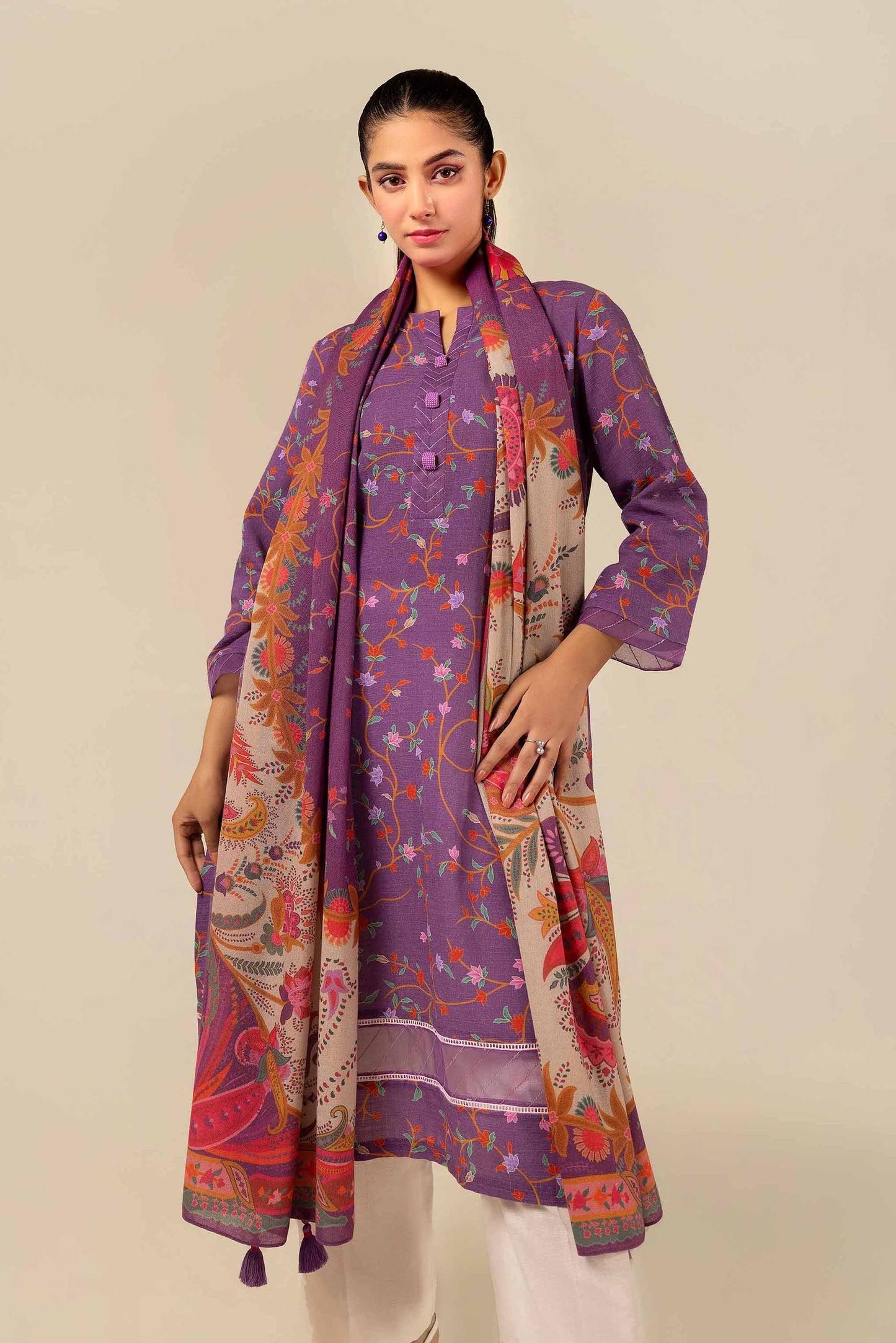 Nishaat Khaddar Three Piece Suit NS-KHD-PNK02