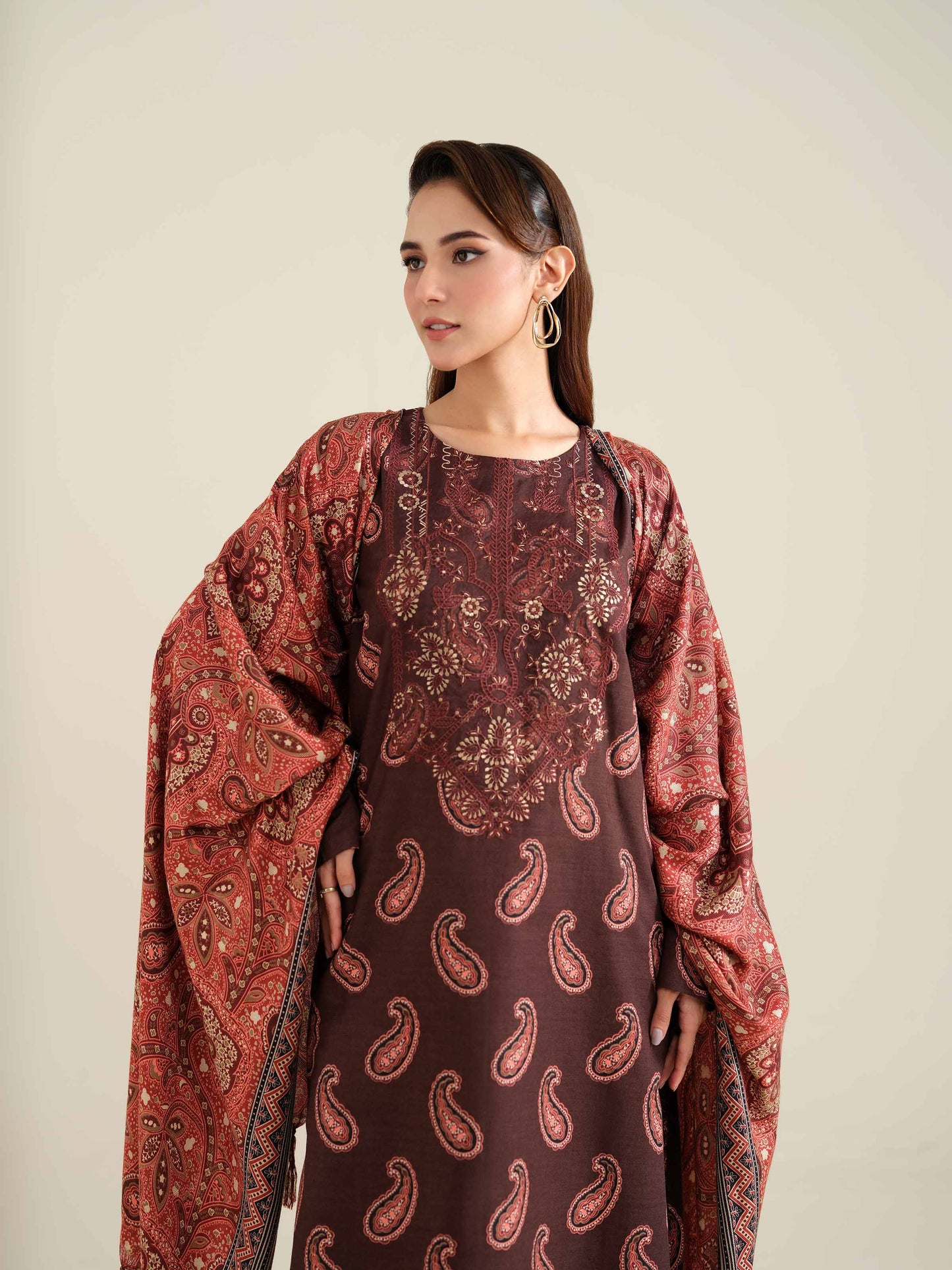 Nishaat Embroidered Khaddar Three Piece Suit NS-KHD-BR03