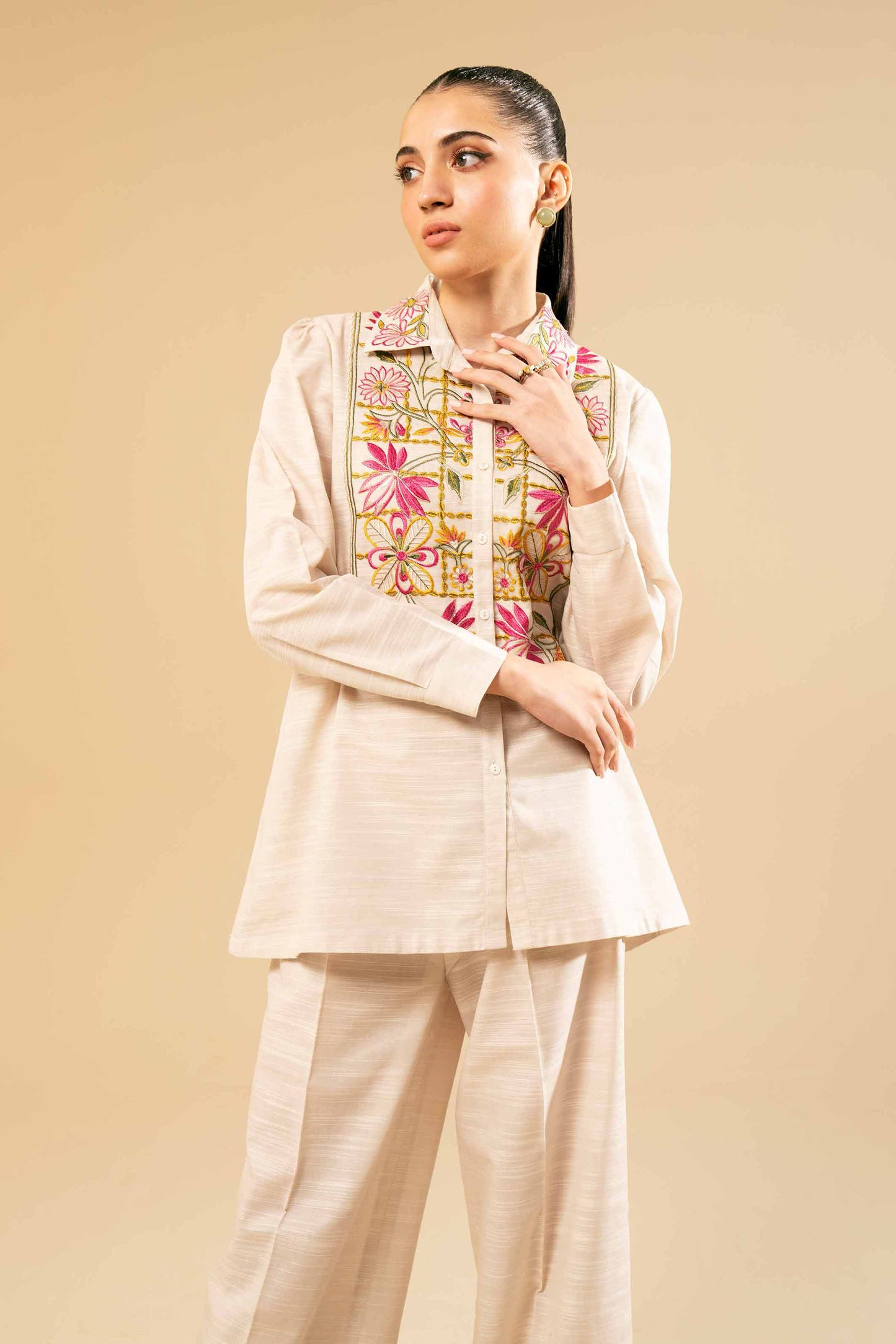 Nishat Embroidered Khaddar Co ord Set NS-KHD-WHT04