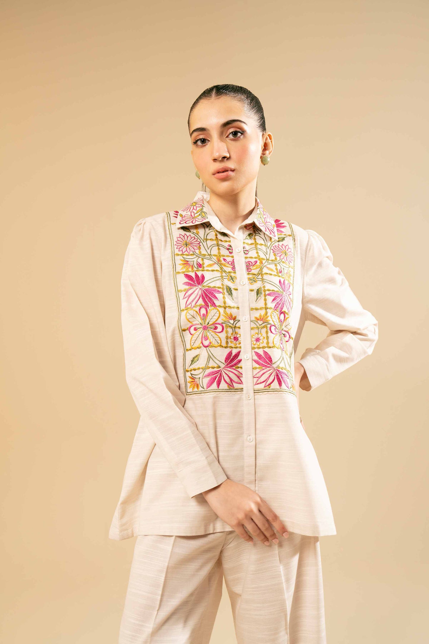 Nishat Embroidered Khaddar Co ord Set NS-KHD-WHT04