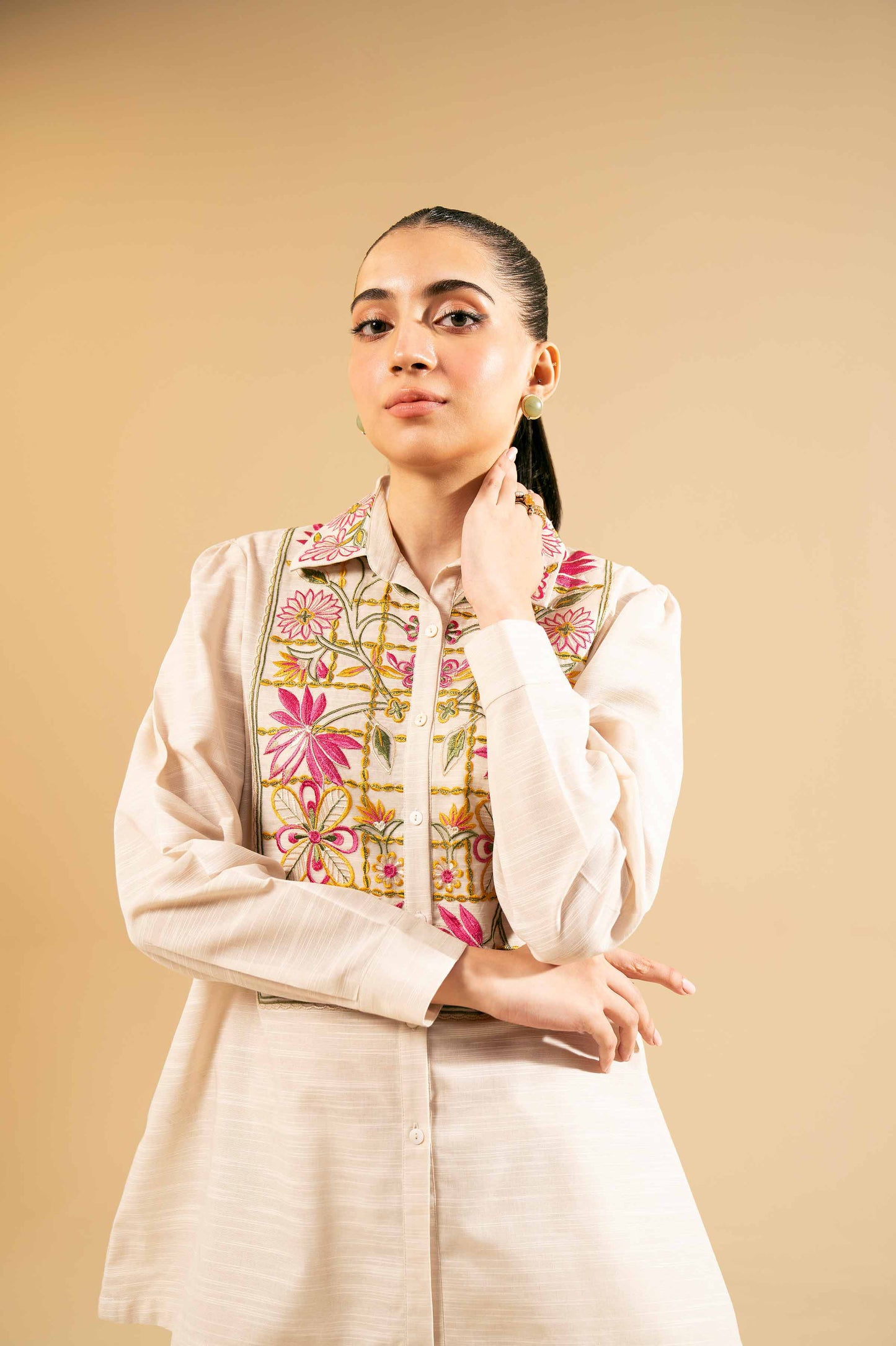 Nishat Embroidered Khaddar Co ord Set NS-KHD-WHT04