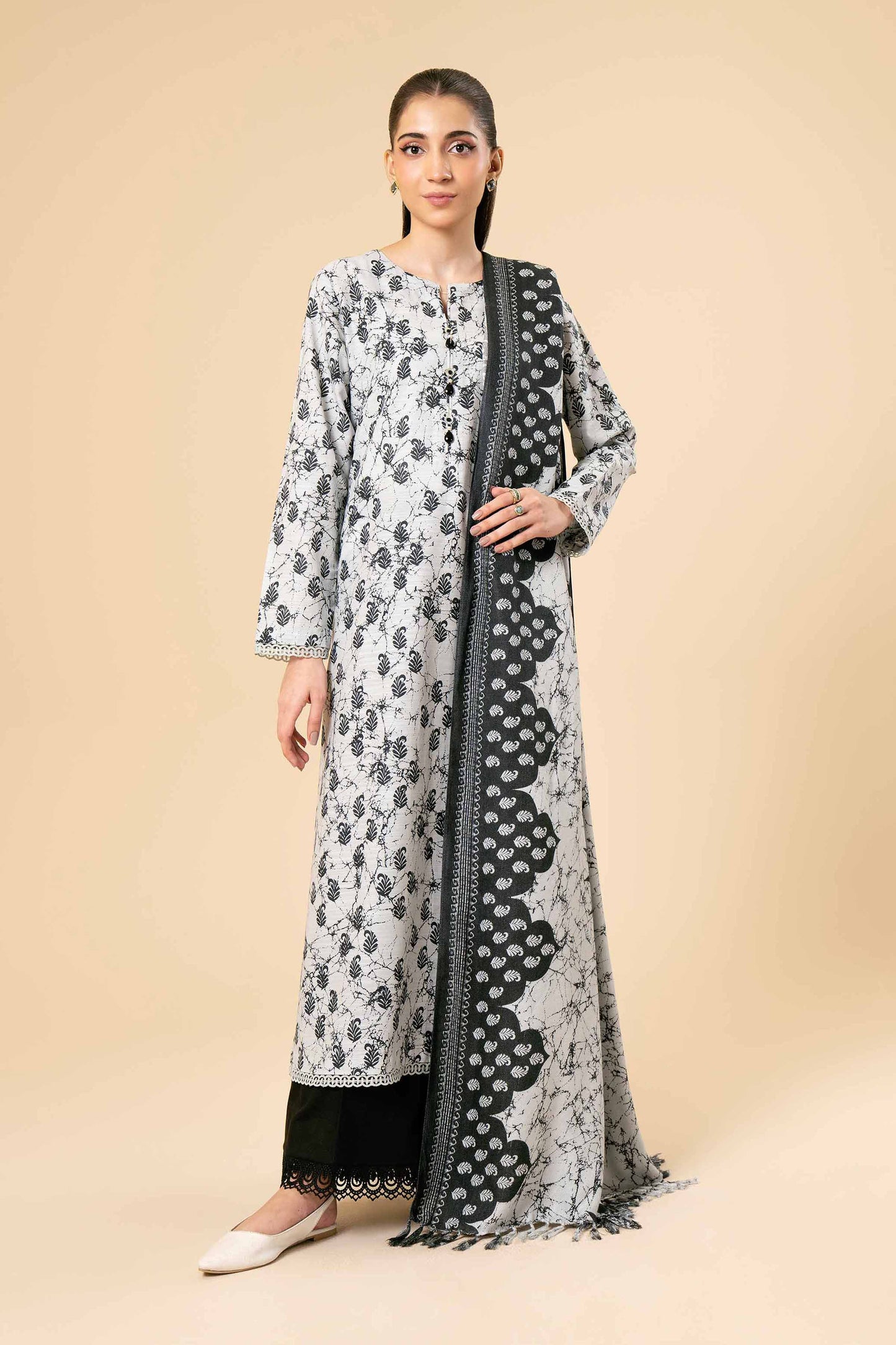 Nishaat Khaddar Three Piece Suit NS-KHD-WHT05