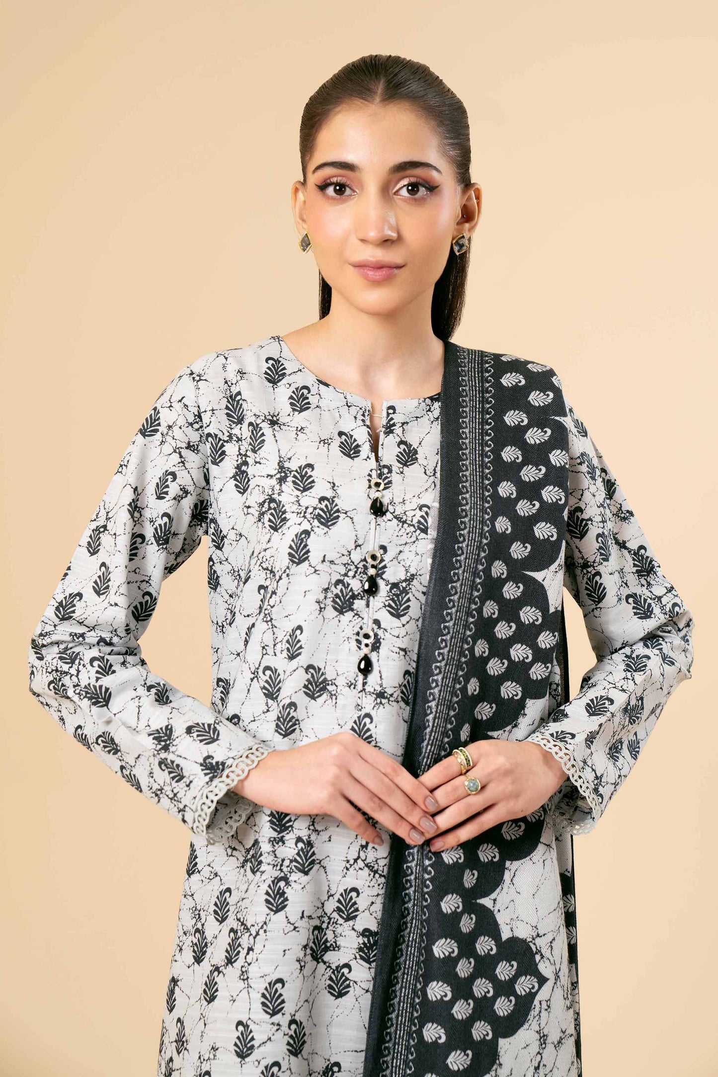Nishaat Khaddar Three Piece Suit NS-KHD-WHT05