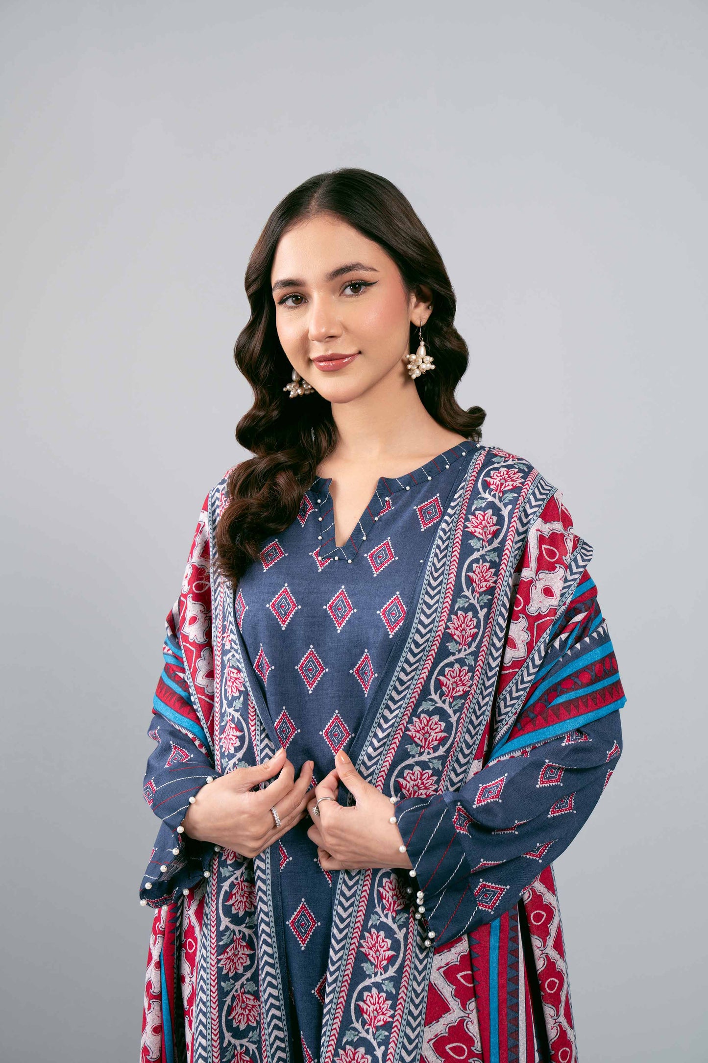 Nishaat Khaddar Three Piece Suit NS-KHD-BLU04