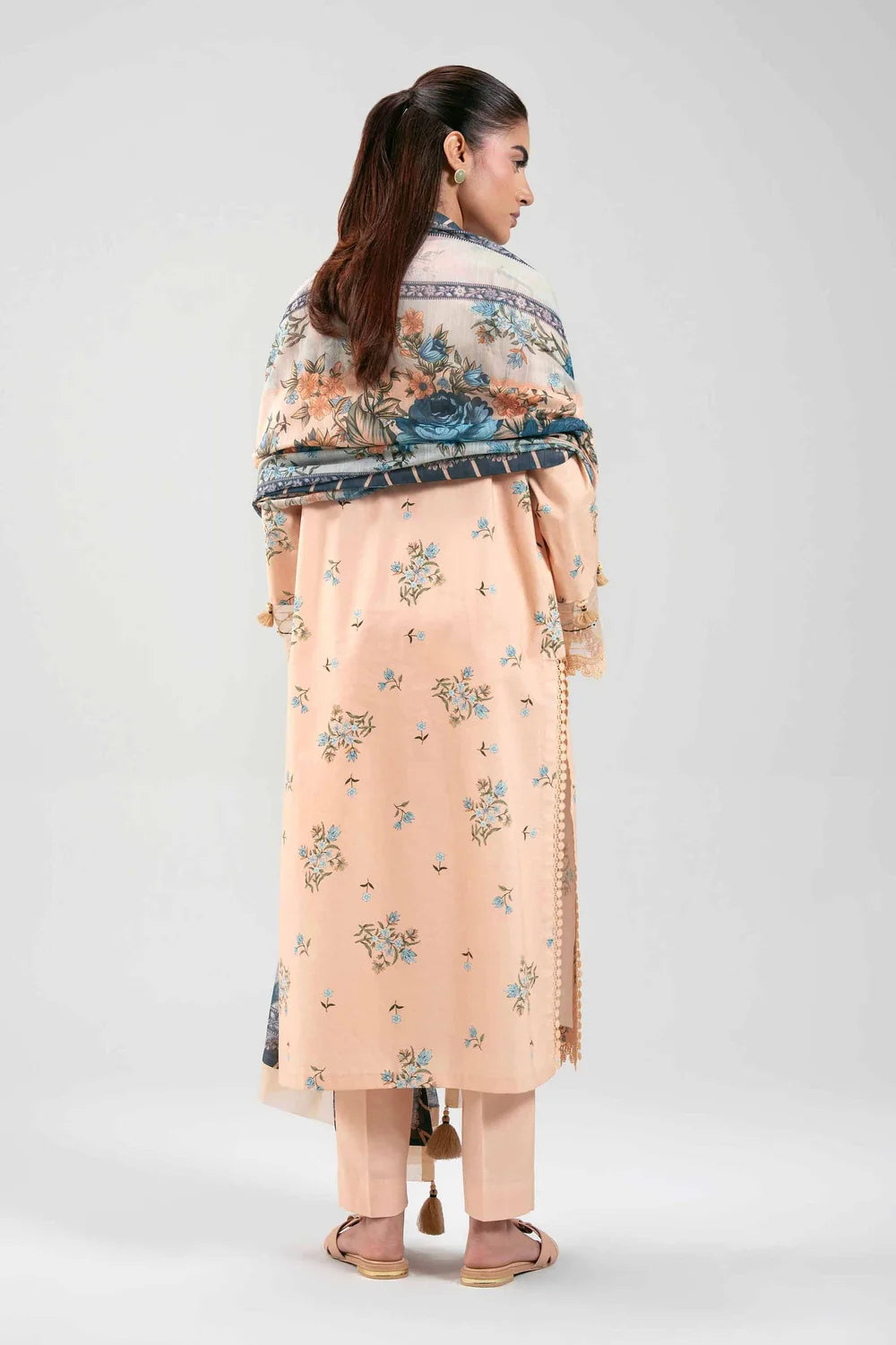 Nishat Printed Cotton Three Piece Suit With Broshia Dupatta NS-CT-PNK01