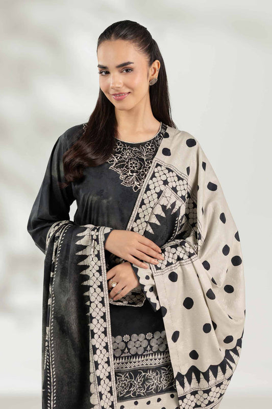 Nishat Jacquard Embroidered Cotton Three Piece Suit NS-CT-BLK01