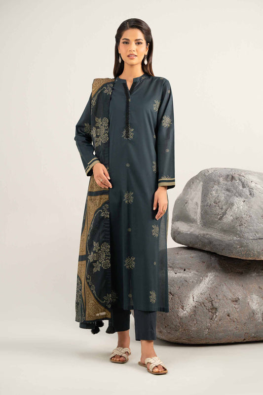 Nishat Printed Lawn Three Piece Suit NS-LWN-BLK03