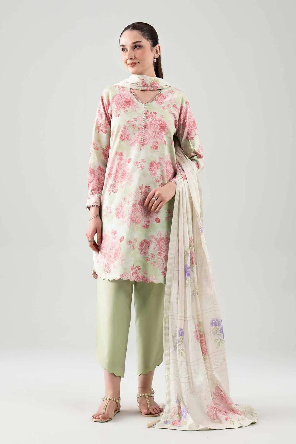 Nishat Printed Lawn Three Piece Suit NS-LWN-GR01