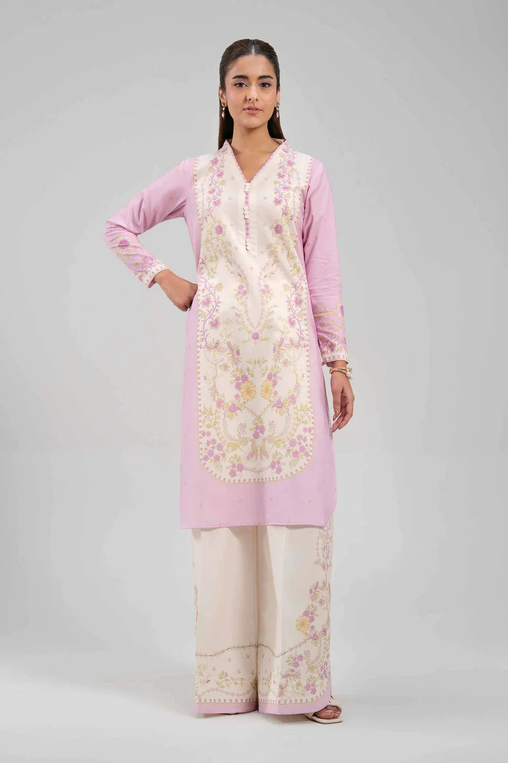 Nishaat Lawn Three Piece Suit NS-LWN-PNK02