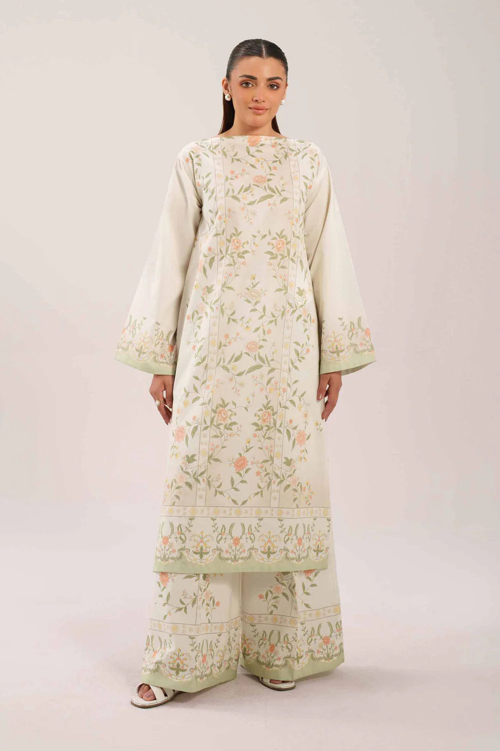 Nishat Printed Lawn Three Piece Suit NS-LWN-WHT02