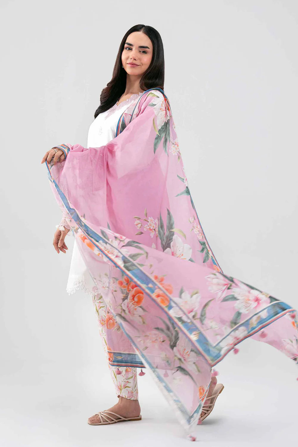 Nishat Embroidered Cambric Cotton Three Piece Suit NS-CT-PNK02