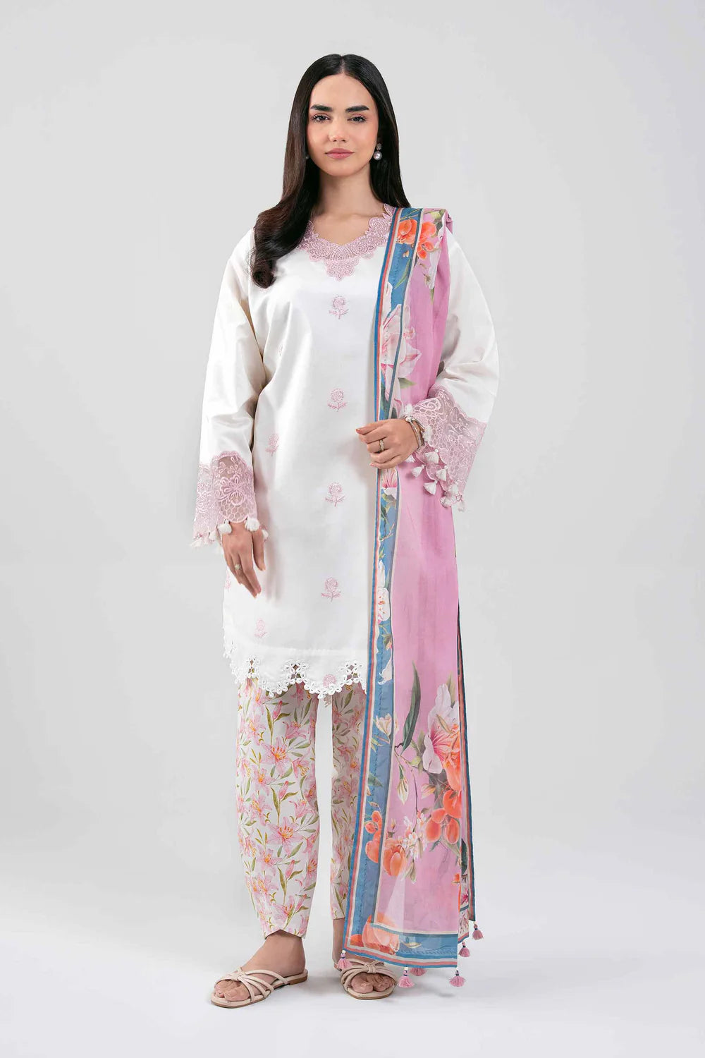 Nishat Embroidered Cambric Cotton Three Piece Suit NS-CT-PNK02