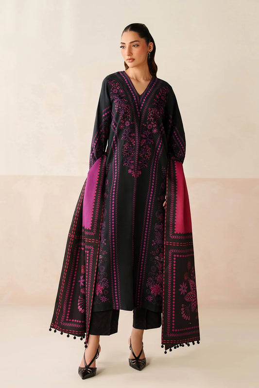 Baroque Embroidered Viscose Linen Three Piece Suit BR-VC-PNK03