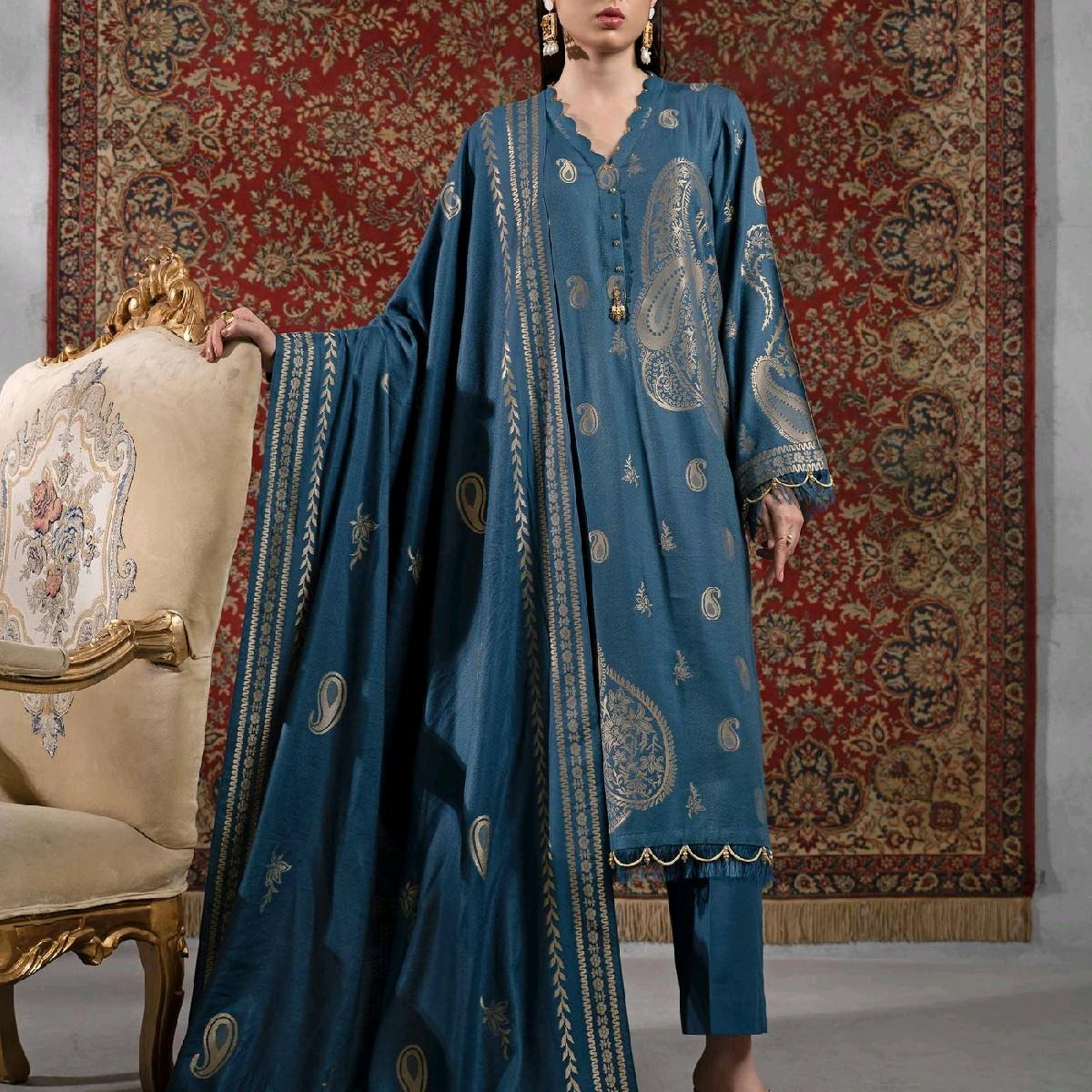 Nishaat linen jacquard Pakistani trouser kameez dupatta traditional Clothing eid collection