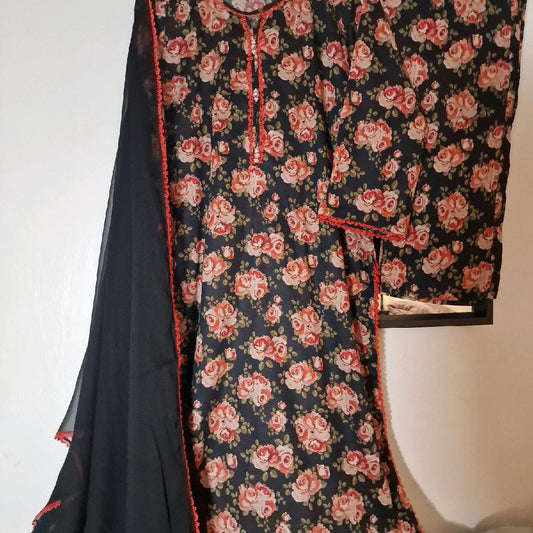 Uznau lawn printed summer outfit Pakistani trouser kameez dupatta traditional Clothing